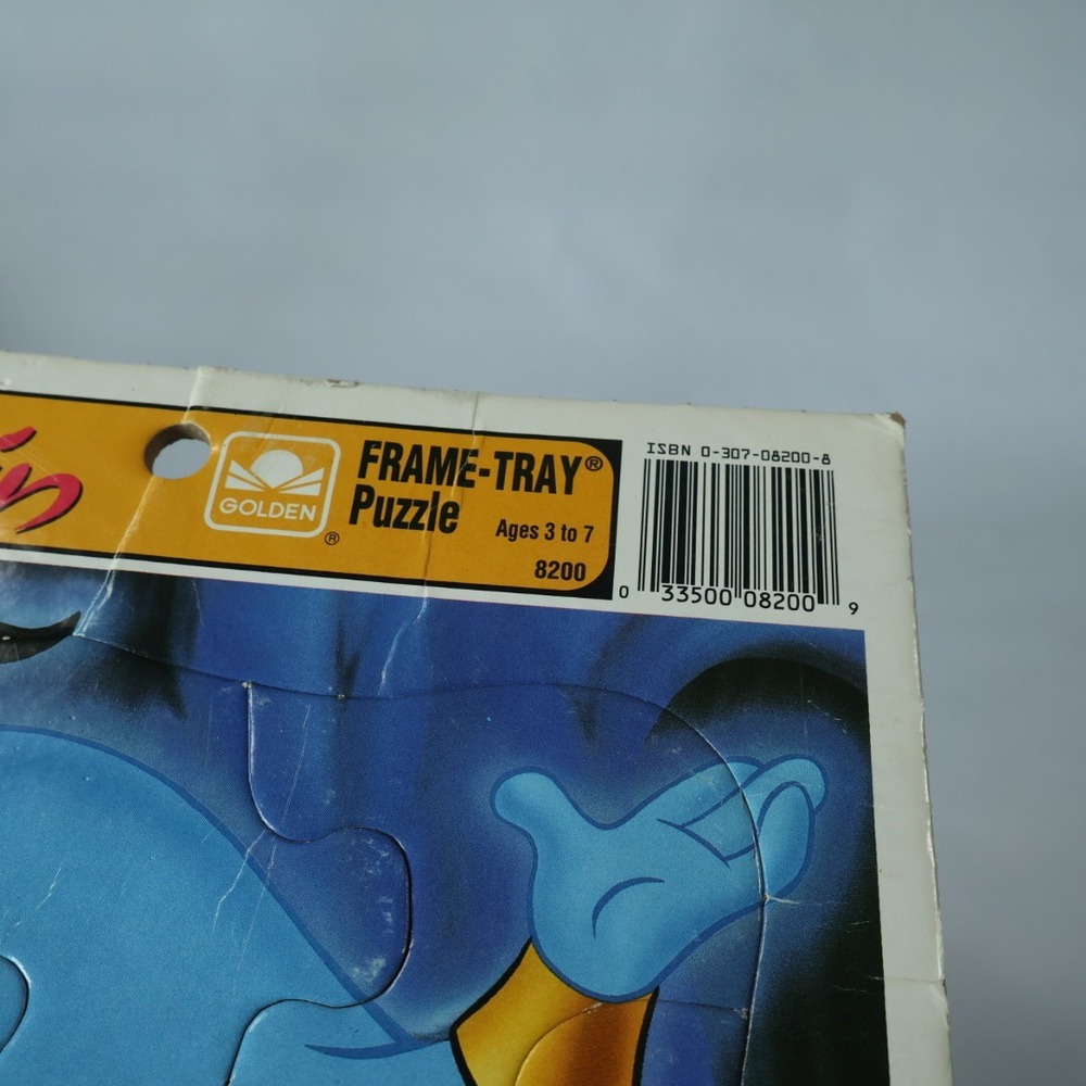 Vintage Disney Aladdin Golden Frame-Tray Puzzle 8200 Genie Abu 1990s Toy - Picture 2 of 4